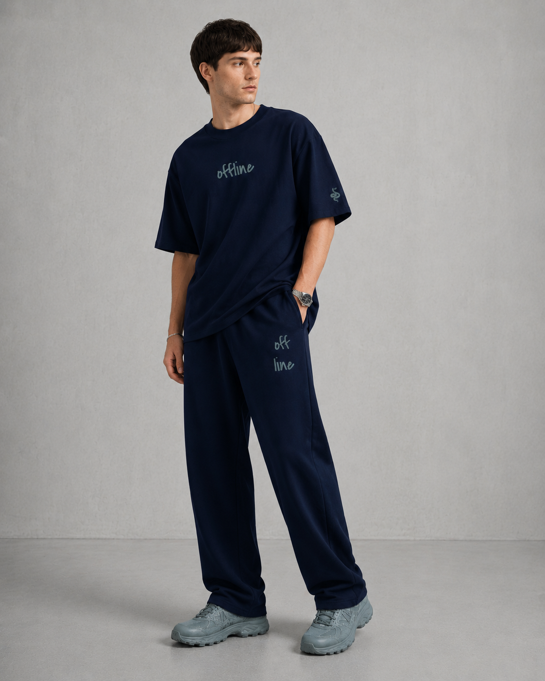 OFFLINE™ Organic High Neck Tee — French Navy