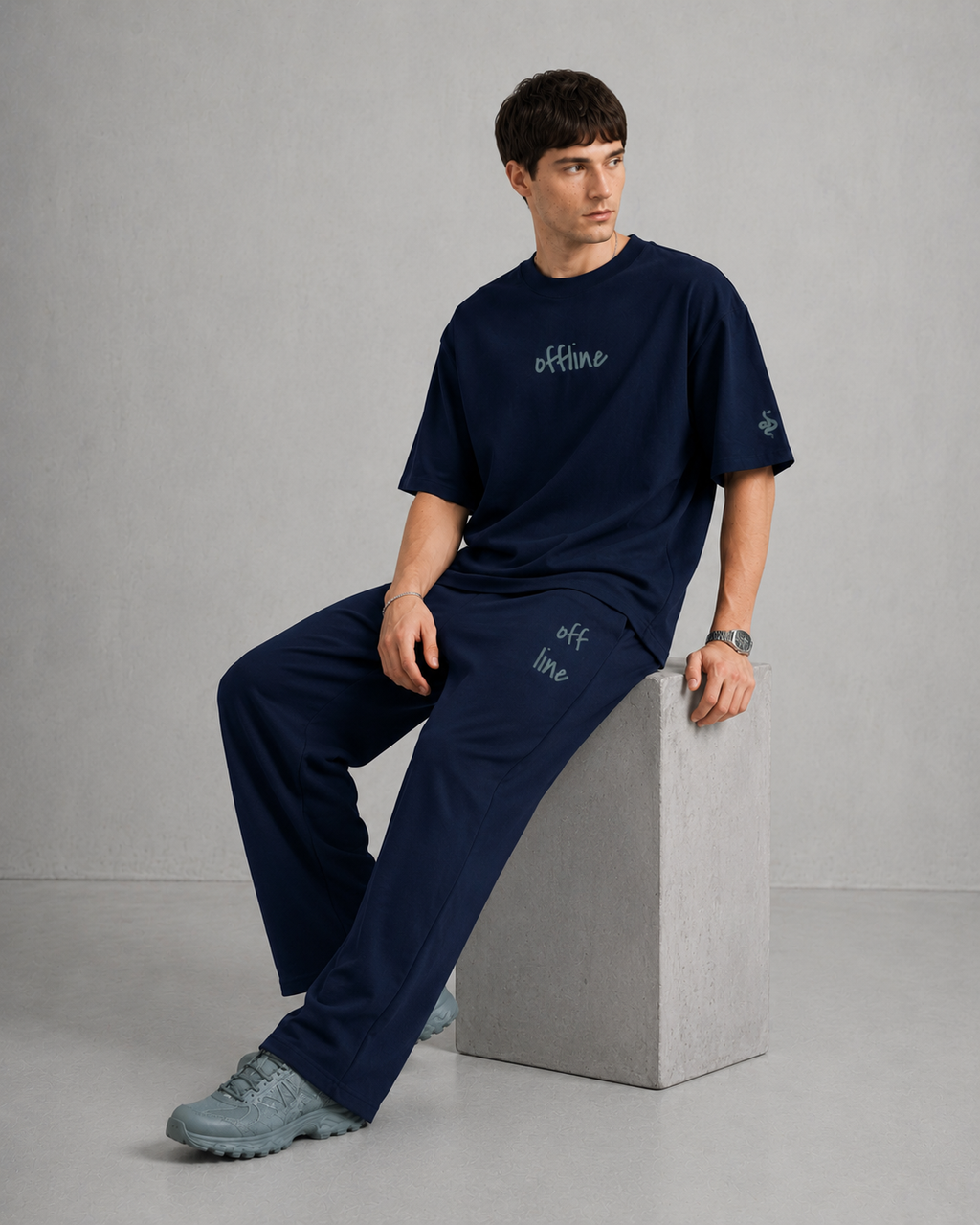 OFFLINE™ Organic High Neck Tee — French Navy
